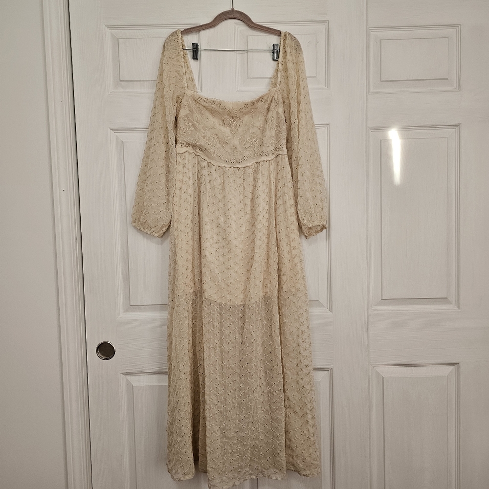 Free People Size M GORGEOUS Ivory Malina Maxi Dress